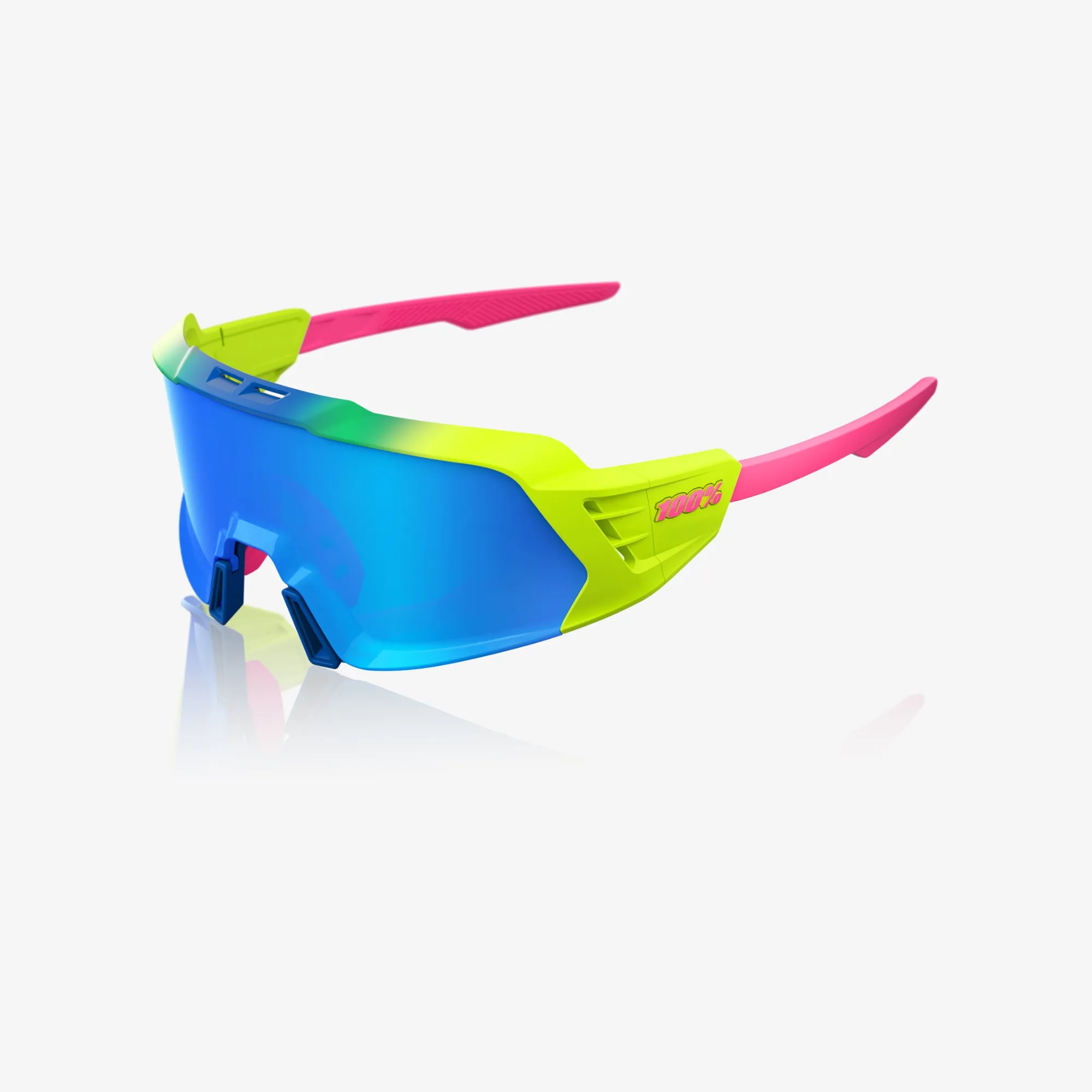 100% Korbin X Sunglasses - Satin Neon (Blue Multilayer Mirror Lens)