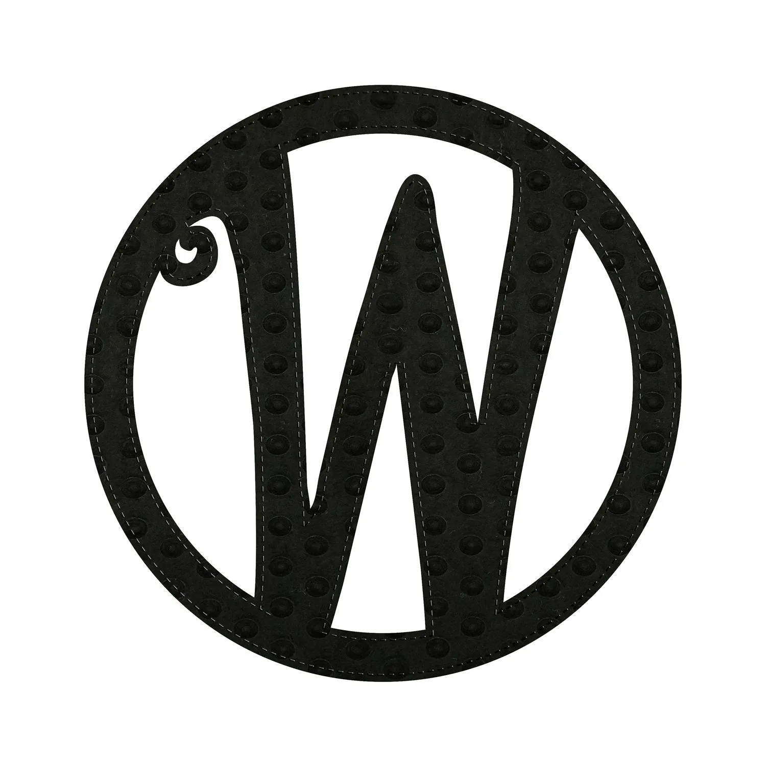 10" Pin-On Black Embossed Felt Monogram Letter W,20072pw