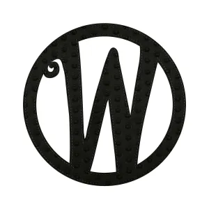 10" Pin-On Black Embossed Felt Monogram Letter W,20072pw