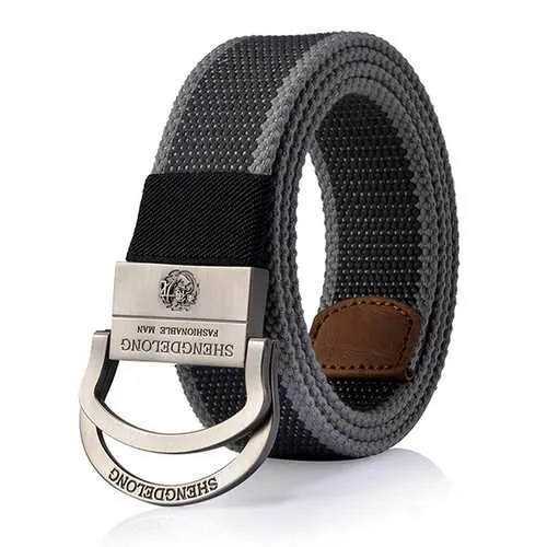 125CM Mens Double Ring Alloy Buckle Belt Outdoor Canvas Military Tactical Jeans Strip