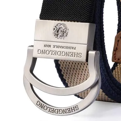 125CM Mens Double Ring Alloy Buckle Belt Outdoor Canvas Military Tactical Jeans Strip
