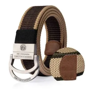 125CM Mens Double Ring Alloy Buckle Belt Outdoor Canvas Military Tactical Jeans Strip