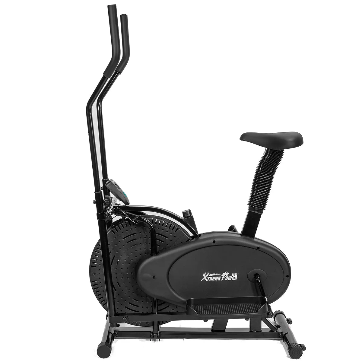 2-in-1 Elliptical Fan Bike Dual-Action Cross Trainer Machine Exercise Equipment W/ LCD Monitor