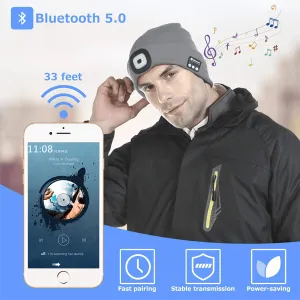 2 in 1 Rechargeable Lighted Bluetooth Beanie