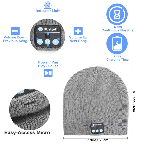 2 in 1 Rechargeable Lighted Bluetooth Beanie