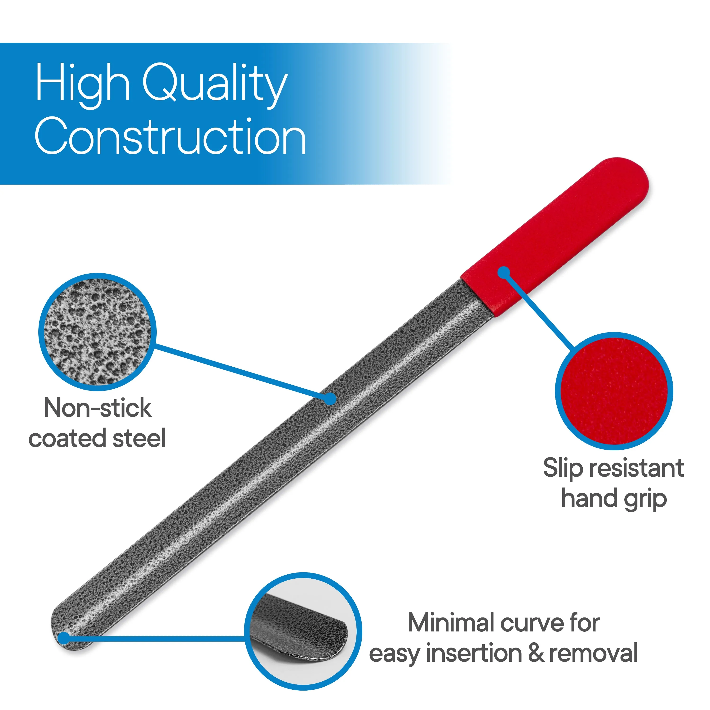 2 Pack 18" & 24" Long Handled Metal Shoe Horn