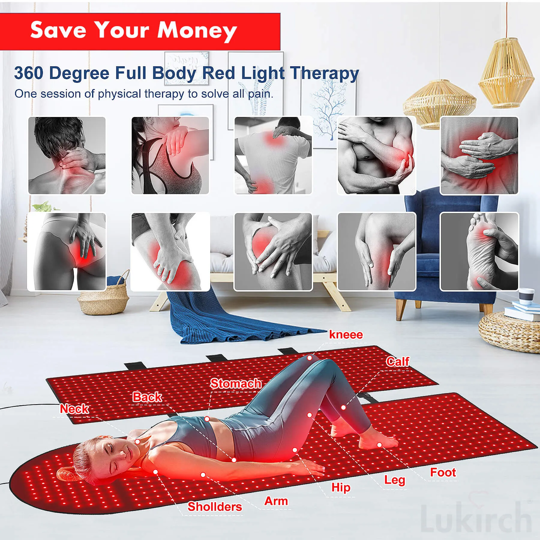 2024 Lukirch® Medical Grade Full Body Red Light Therapy Blanket with Romote, Red Light Therapy Pad at Home, Infrared Light Therapy