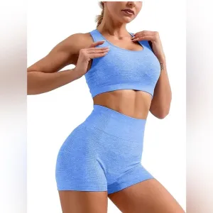 209. LARGE Sleeveless 2 Piece Outfits High Waist Workout Shorts Yoga Sports Race