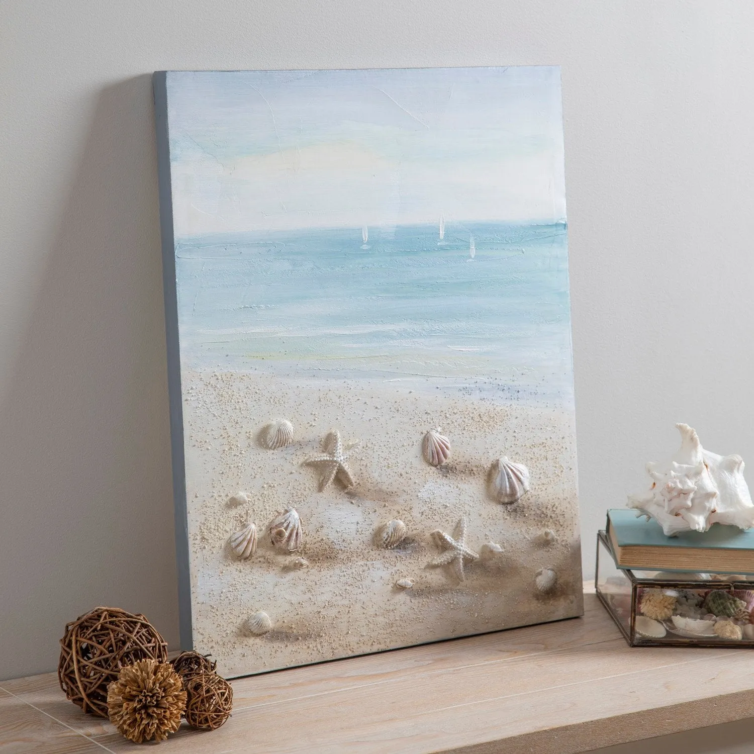 20"L x 24"H Hand Painted Textured Indoor Canvas Wall Décor, Shoreline,6c89011