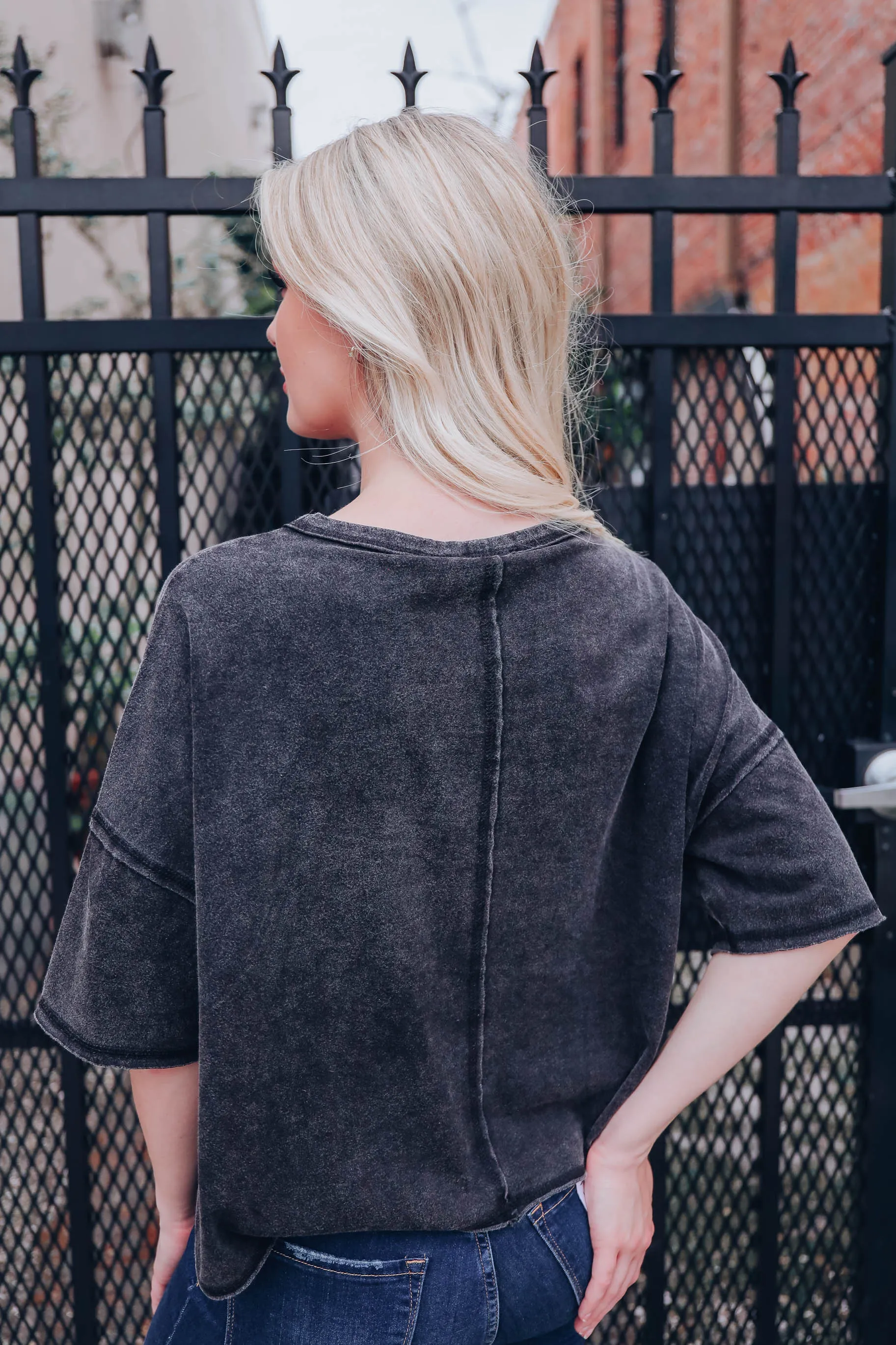 A True Classic Cropped Distressed Tee