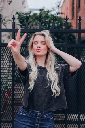 A True Classic Cropped Distressed Tee