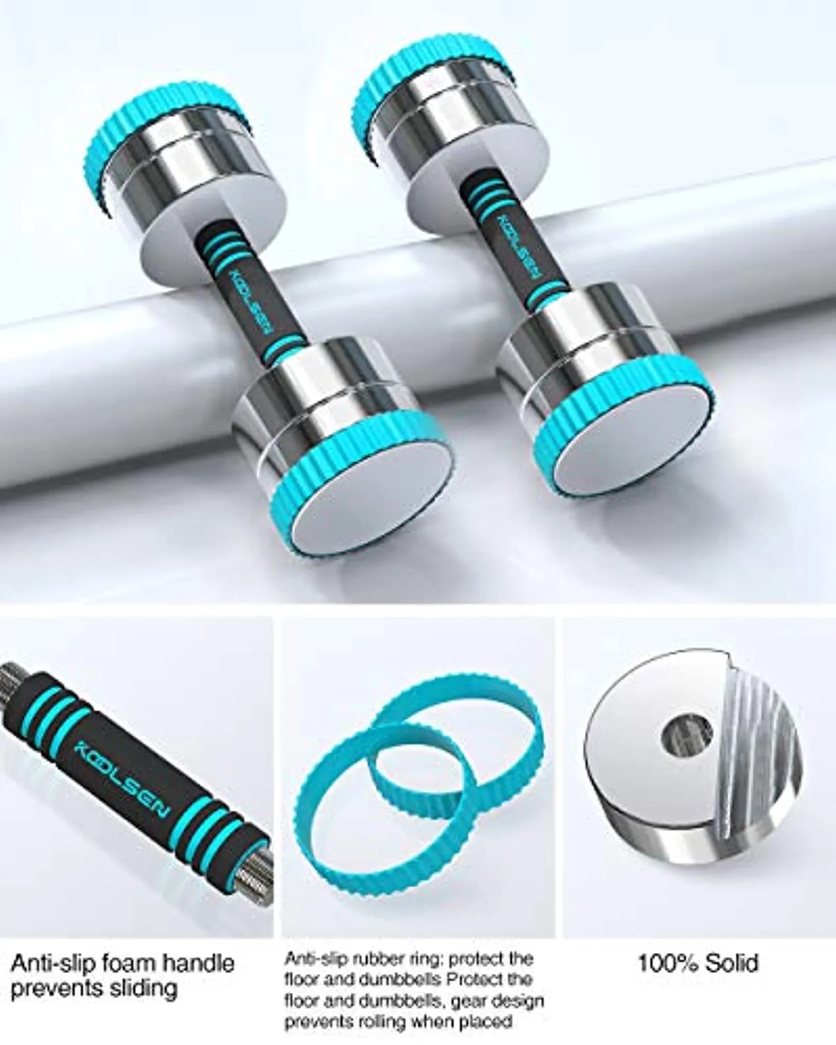 Adjustable Dumbbell Set, 44lbs 20kg Solid Steel Ultra Compact Adjustable Dumbbells for Men Women with Anti-Slip Handle, Home Fitness Weight Pair Gym Workout Exercise Training