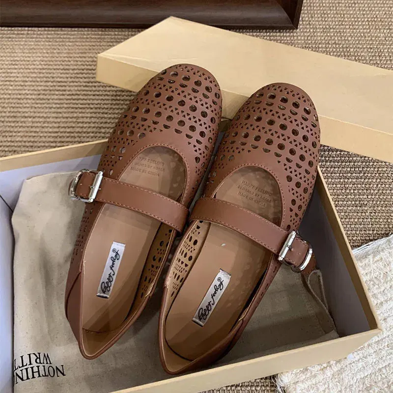 ADVBRIDGE  -  New Spring Women Flat Shoes Fashion Hollow Round Toe Ladies Elegant Loafer Shoes Soft Flat Heel Outdoor Boat Shoes New Woman
