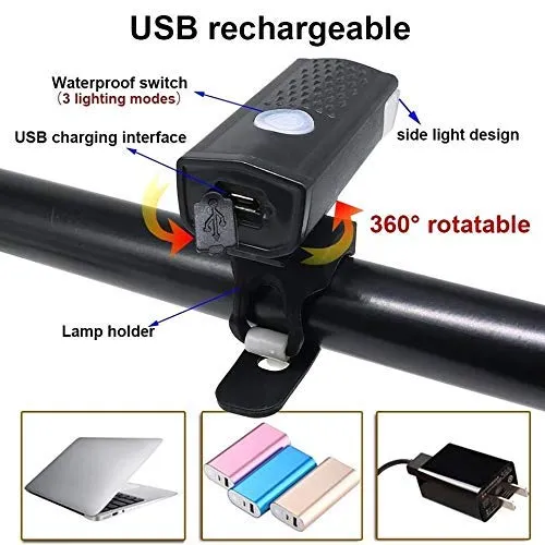 AFPIN Combo of Rechargeable Head Cycle Light and Cycle Tail Light Cycle Light for Bicycle