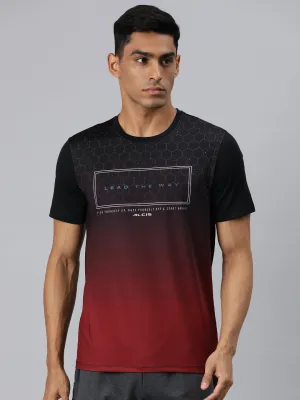 Alcis Men Black Typography Printed Anti Static Slim Fit T-shirt
