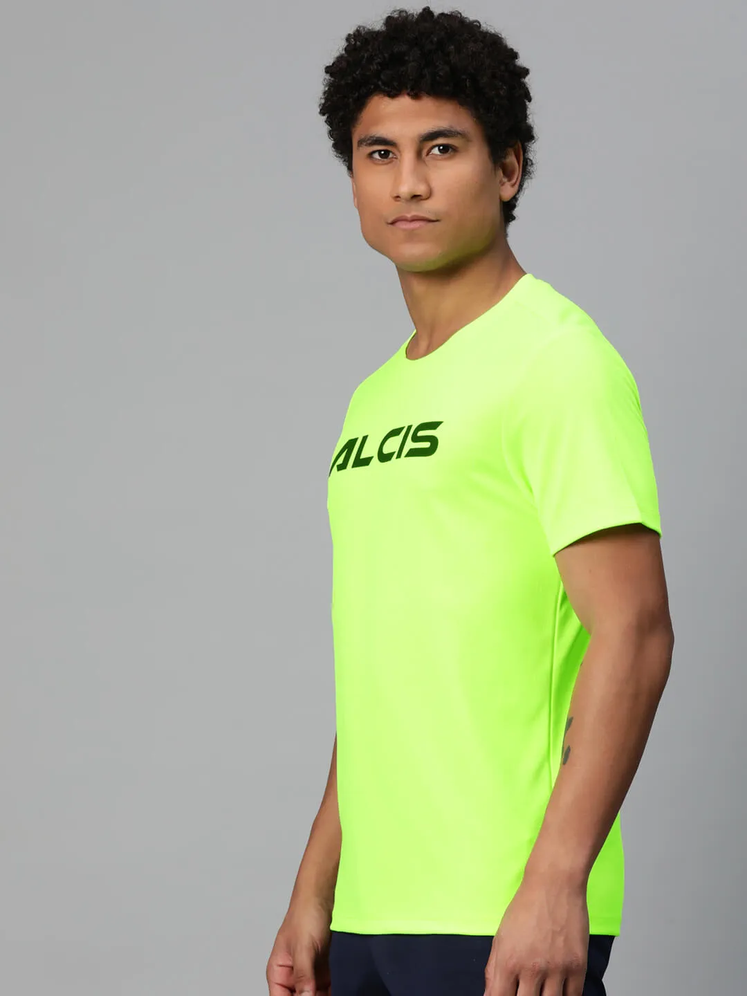 Alcis Men Brand Logo Printed Anti Static Slim Fit T-shirt