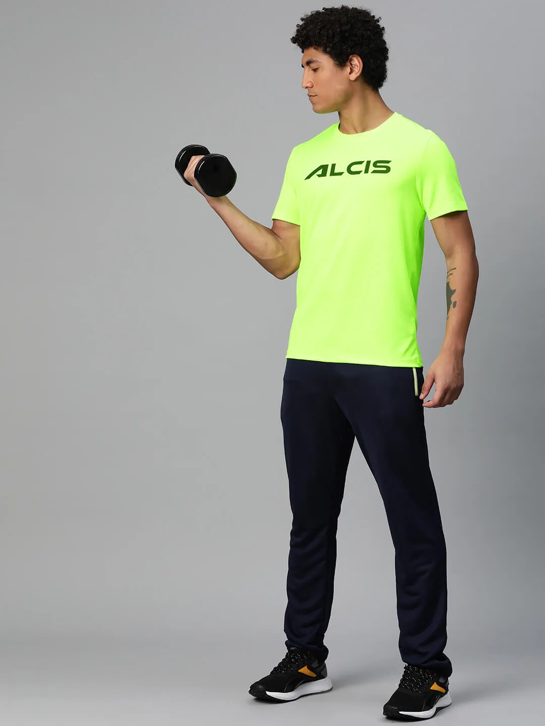 Alcis Men Brand Logo Printed Anti Static Slim Fit T-shirt