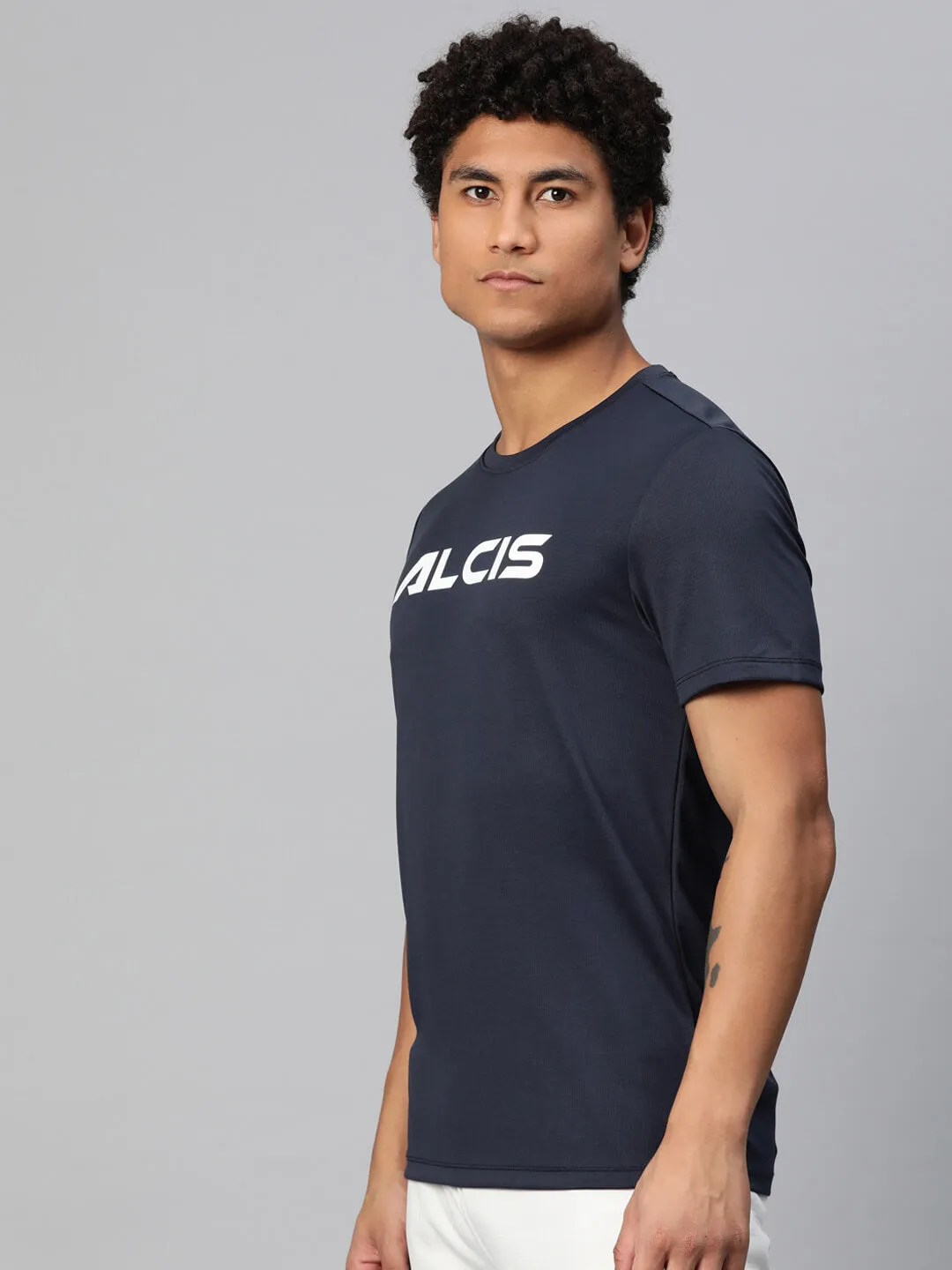 Alcis Men Brand Logo Printed Anti Static Slim Fit T-shirt