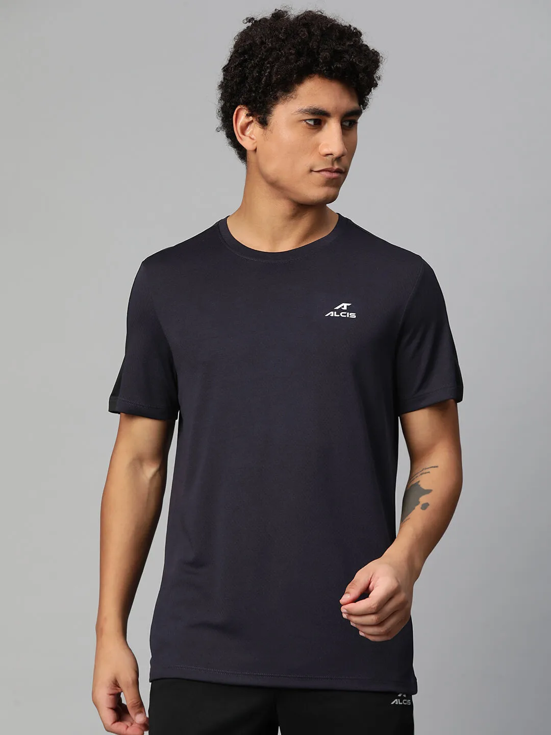 Alcis Men Brand Logo Printed Anti Static Slim Fit T-shirt