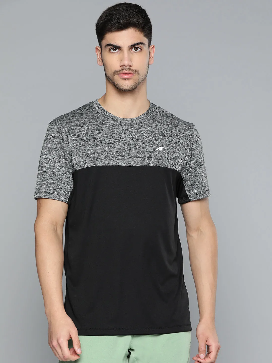Alcis Men Colourblocked Anti Static Slim Fit Sports T-shirt