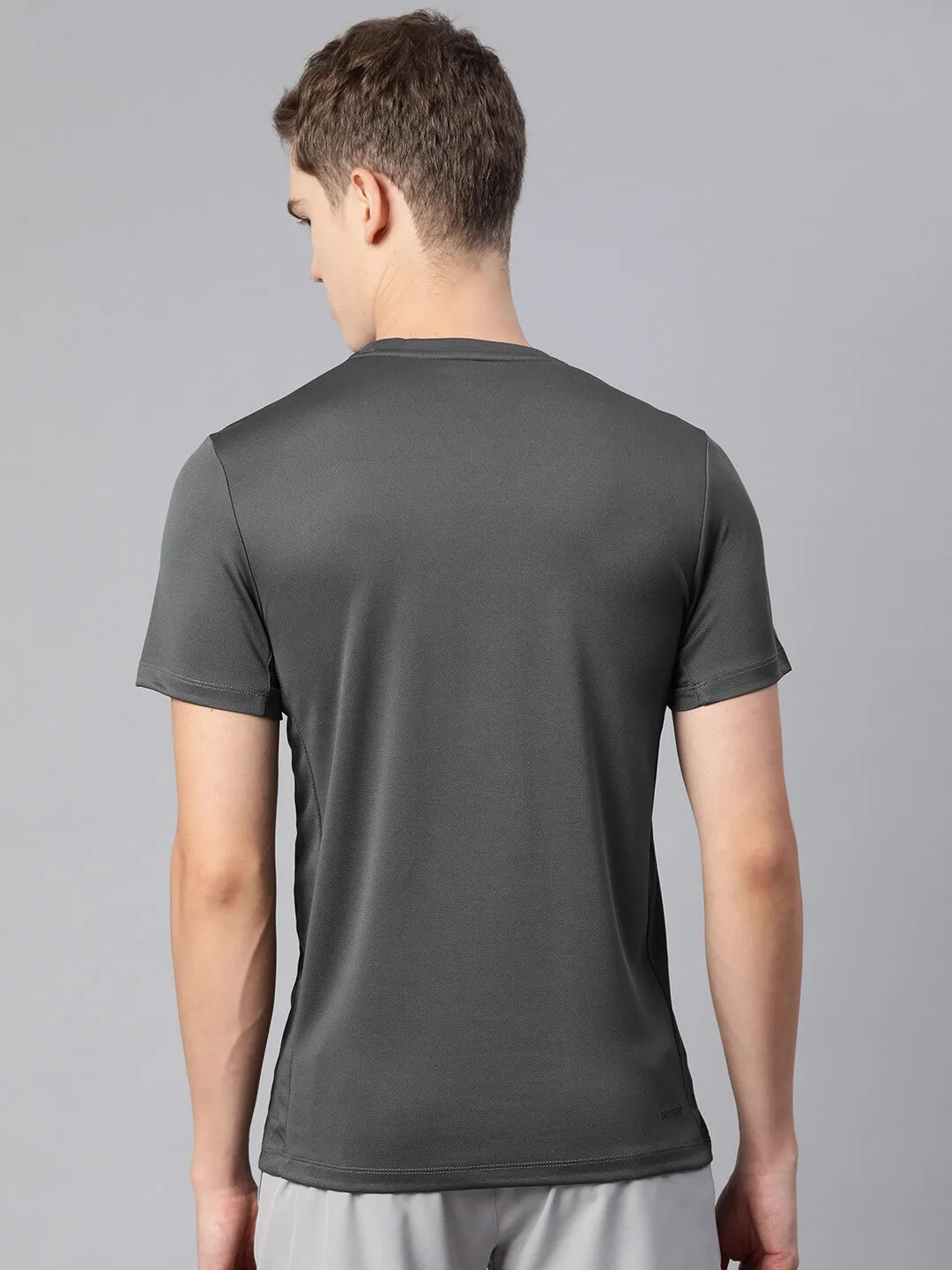 Alcis Men Grey Dry Tech Slim Fit T-shirt