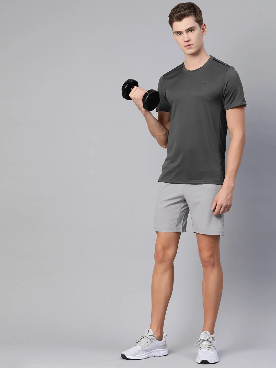 Alcis Men Grey Dry Tech Slim Fit T-shirt