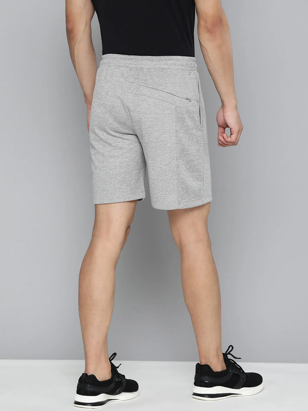 Alcis Men Grey Melange Slim Fit Yoga Sports Shorts