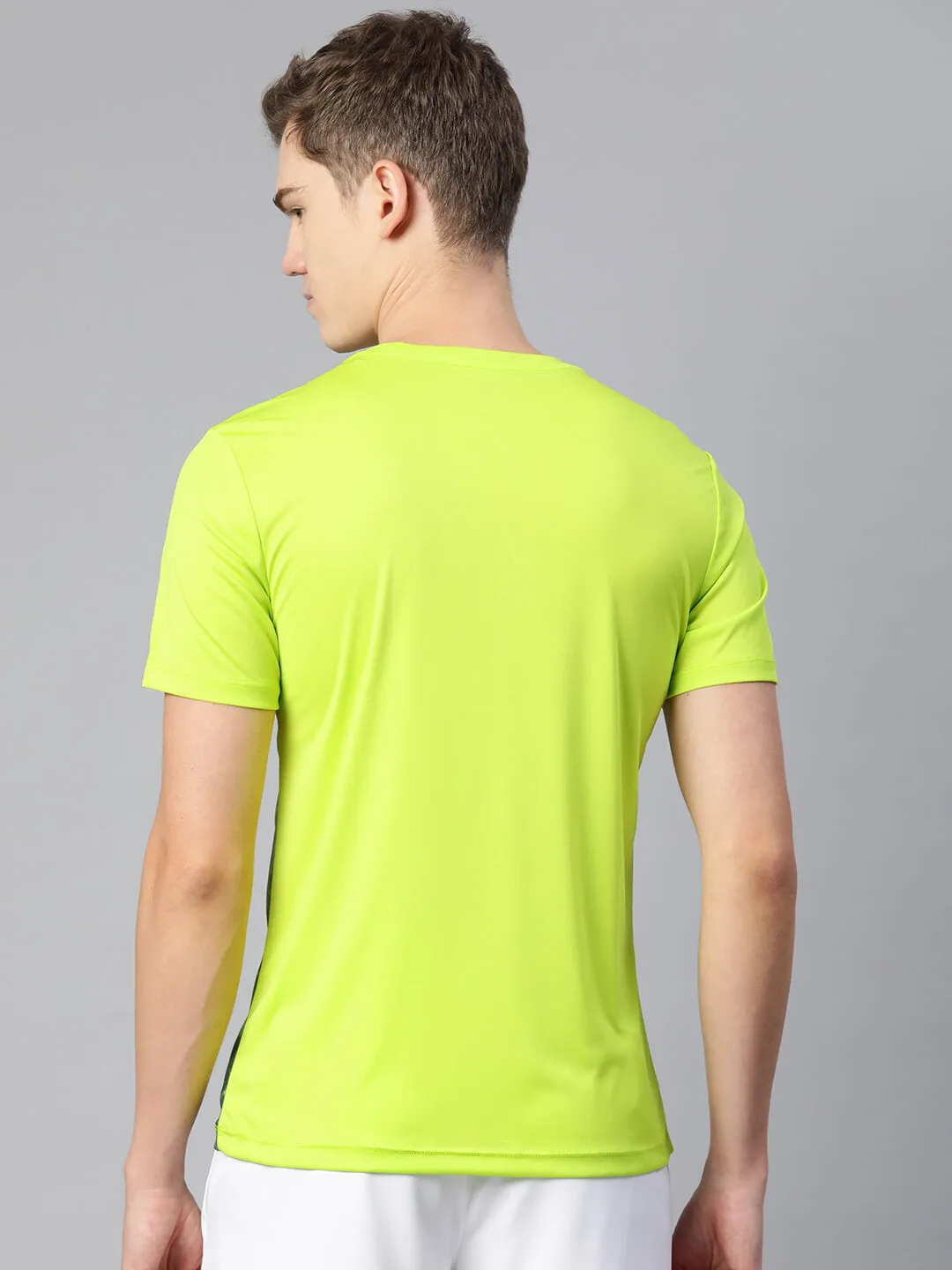 Alcis Men Lime Green  Printed Dry Tech Slim Fit T-shirt