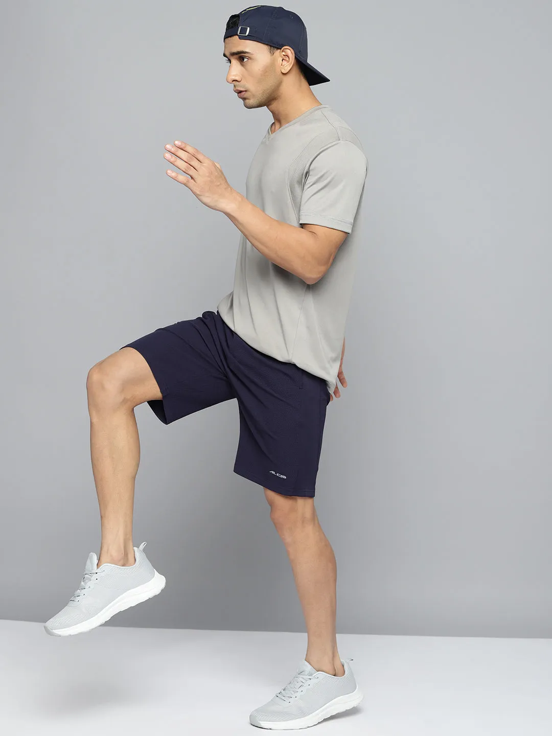 Alcis Men Navy Blue Solid Slim Fit Running Shorts