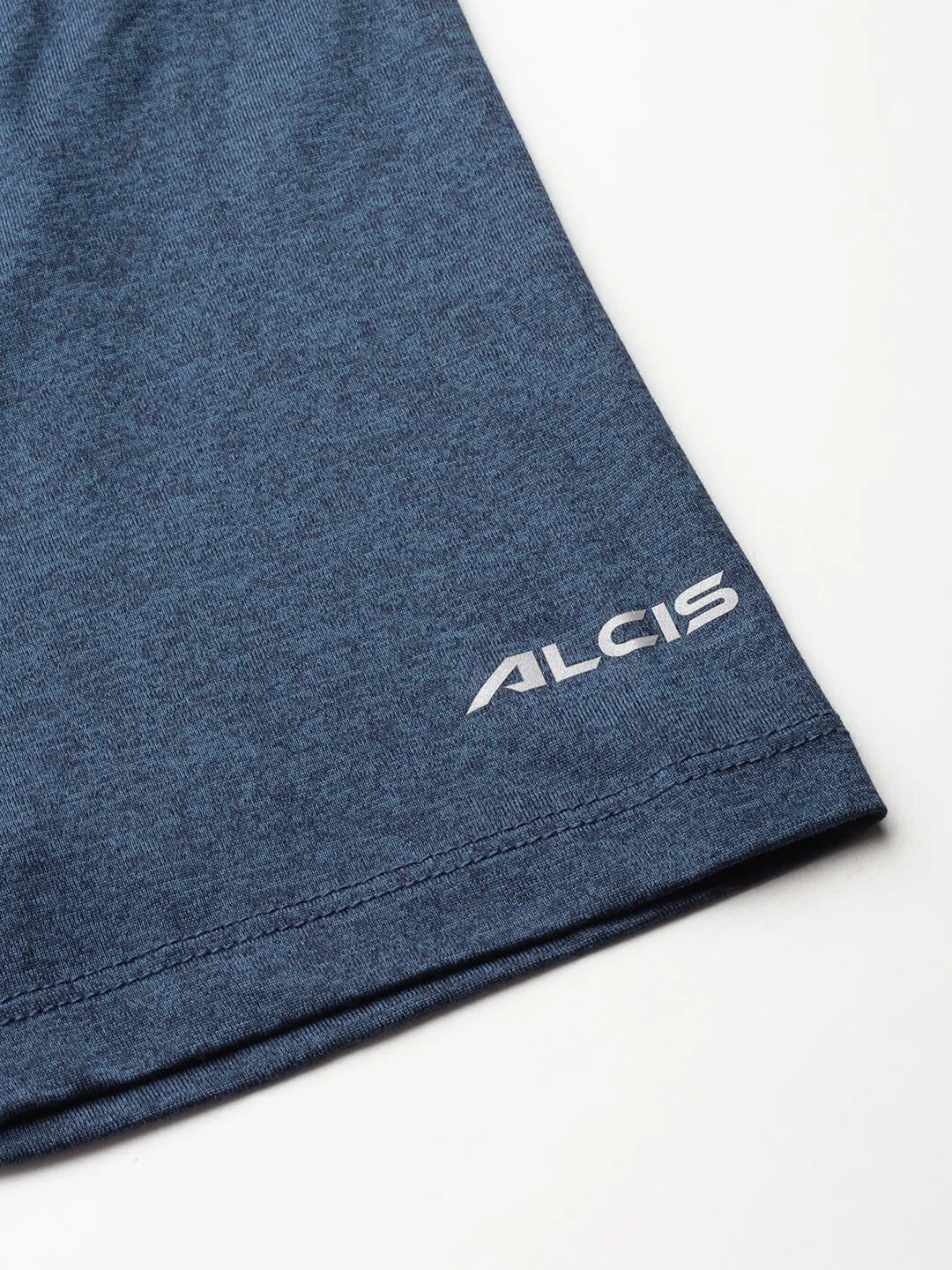 Alcis Men Navy Blue Typography Printed Anti Static Slim Fit Sports T-shirt
