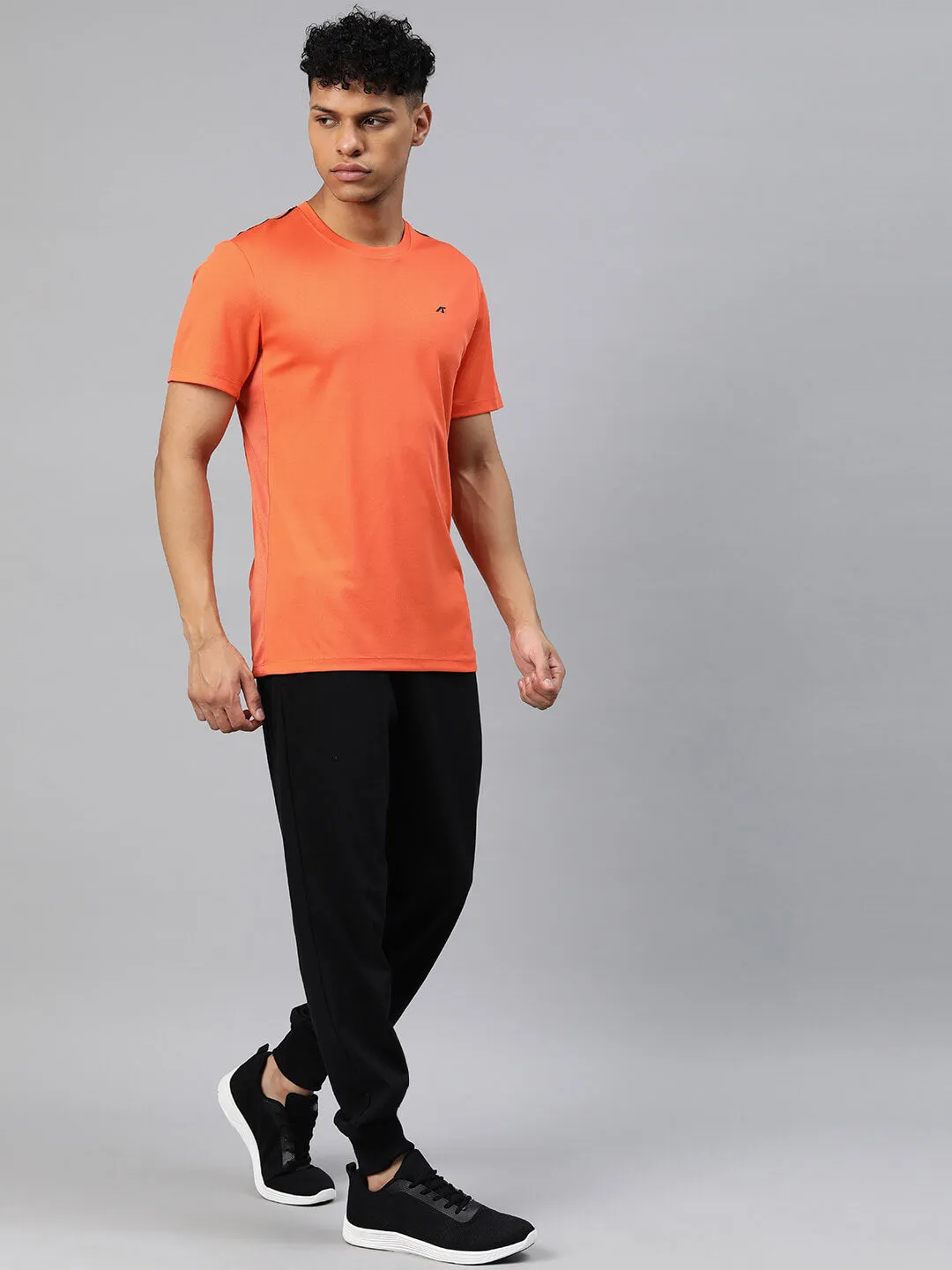 Alcis Men Orange Anti Static Slim Fit T-shirt
