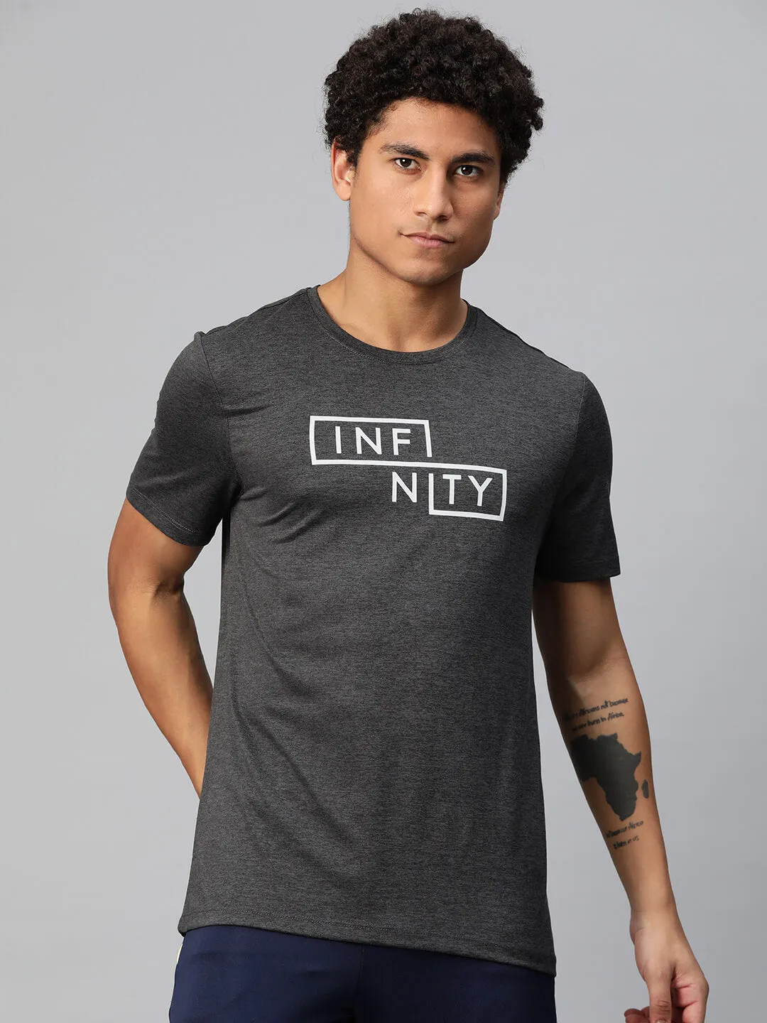 Alcis Men Typography Printed Anti Static Slim Fit T-shirt