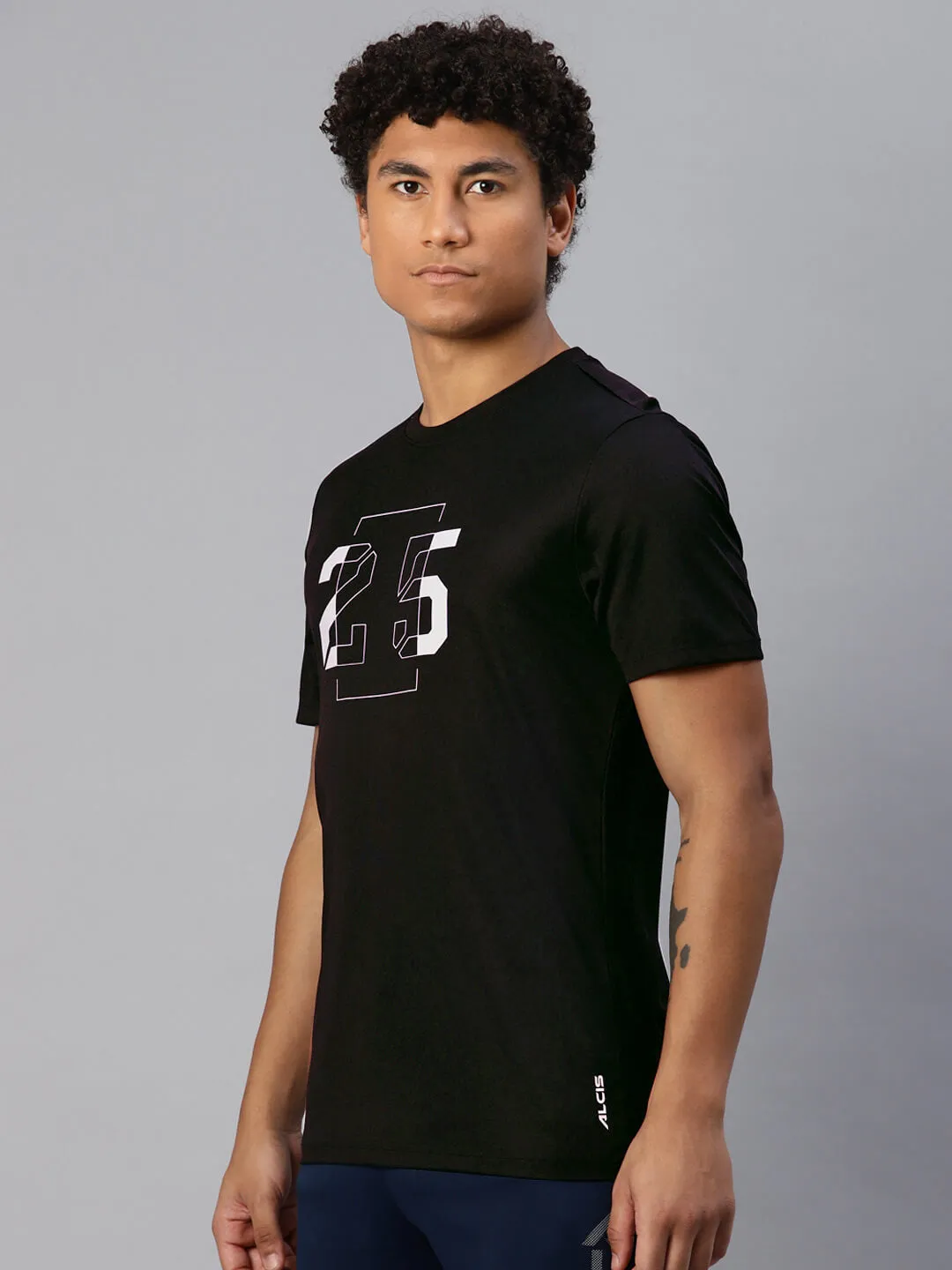 Alcis Men Typography Printed Anti Static Slim Fit T-shirt