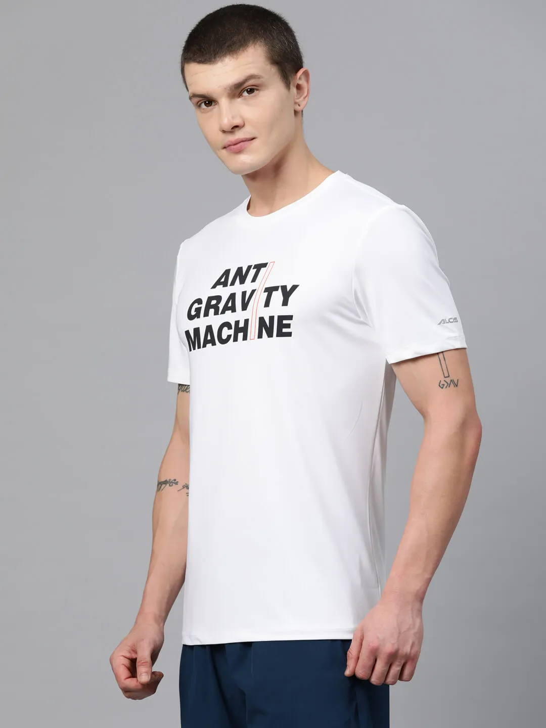 Alcis Men Typography Printed Anti Static Slim Fit T-shirt