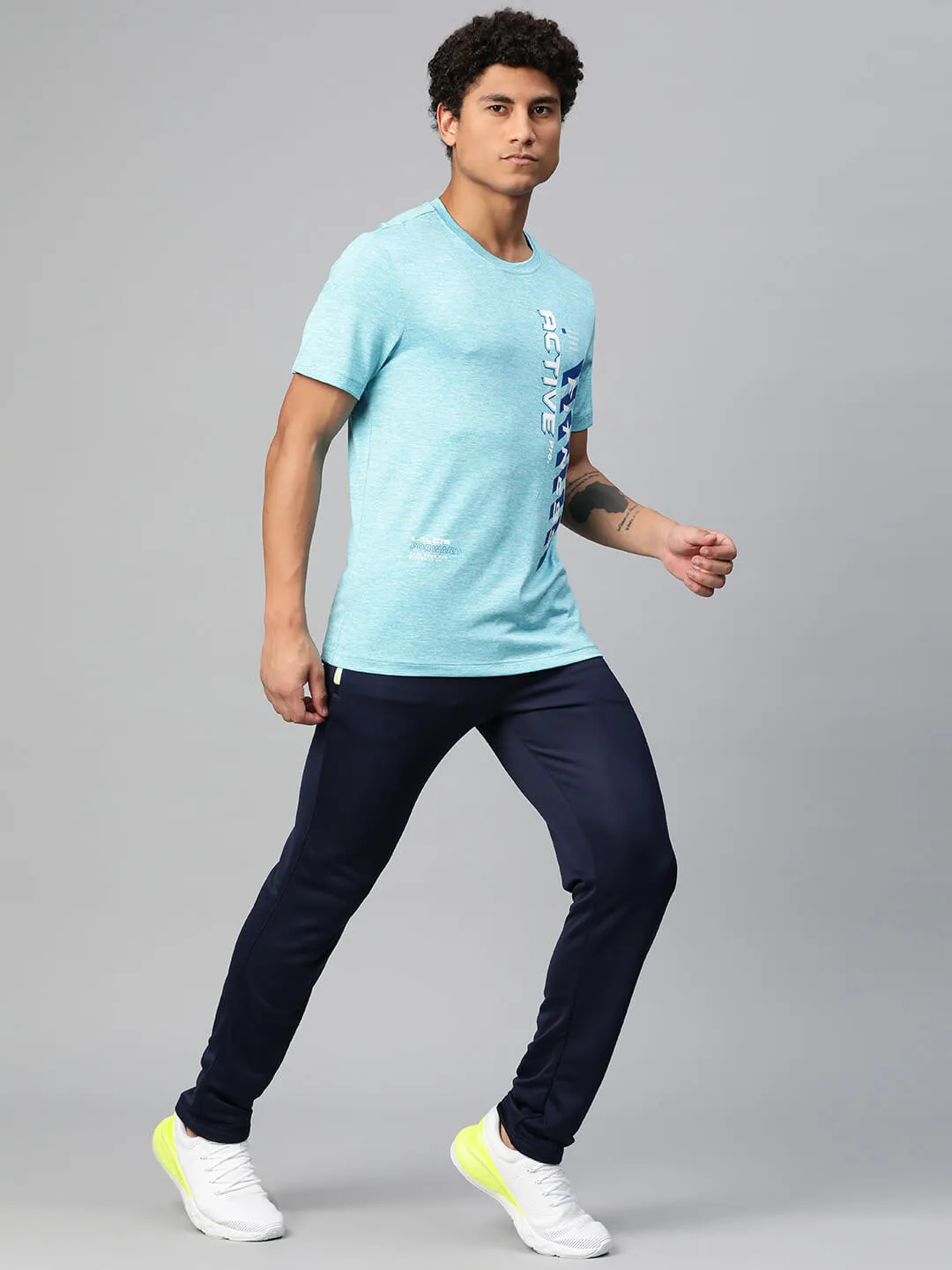 Alcis Men Typography Printed Anti Static Slim Fit T-shirt