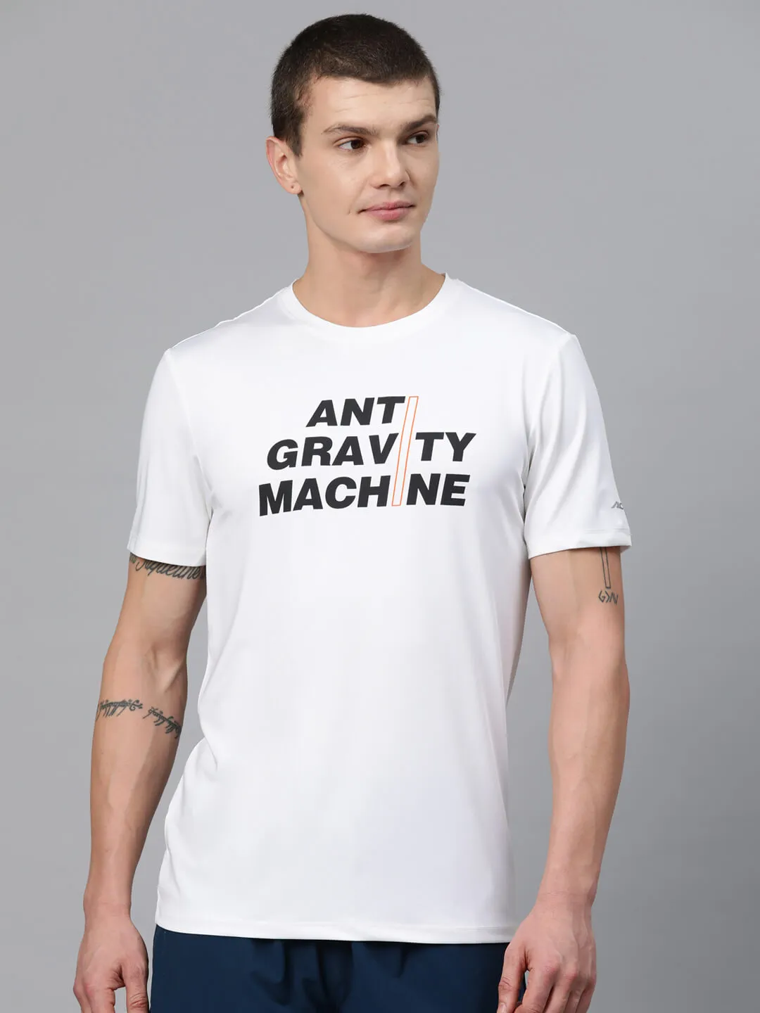 Alcis Men Typography Printed Anti Static Slim Fit T-shirt