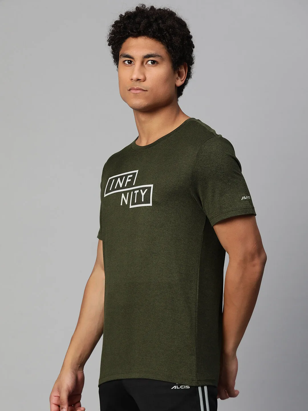 Alcis Men Typography Printed Anti Static Slim Fit T-shirt