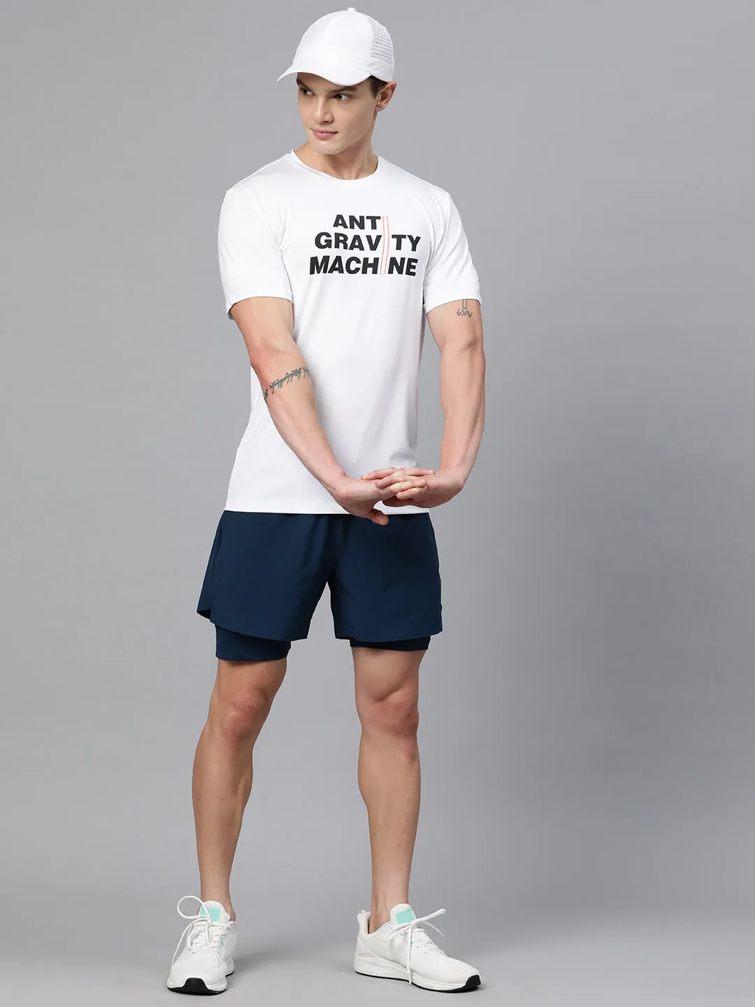 Alcis Men Typography Printed Anti Static Slim Fit T-shirt