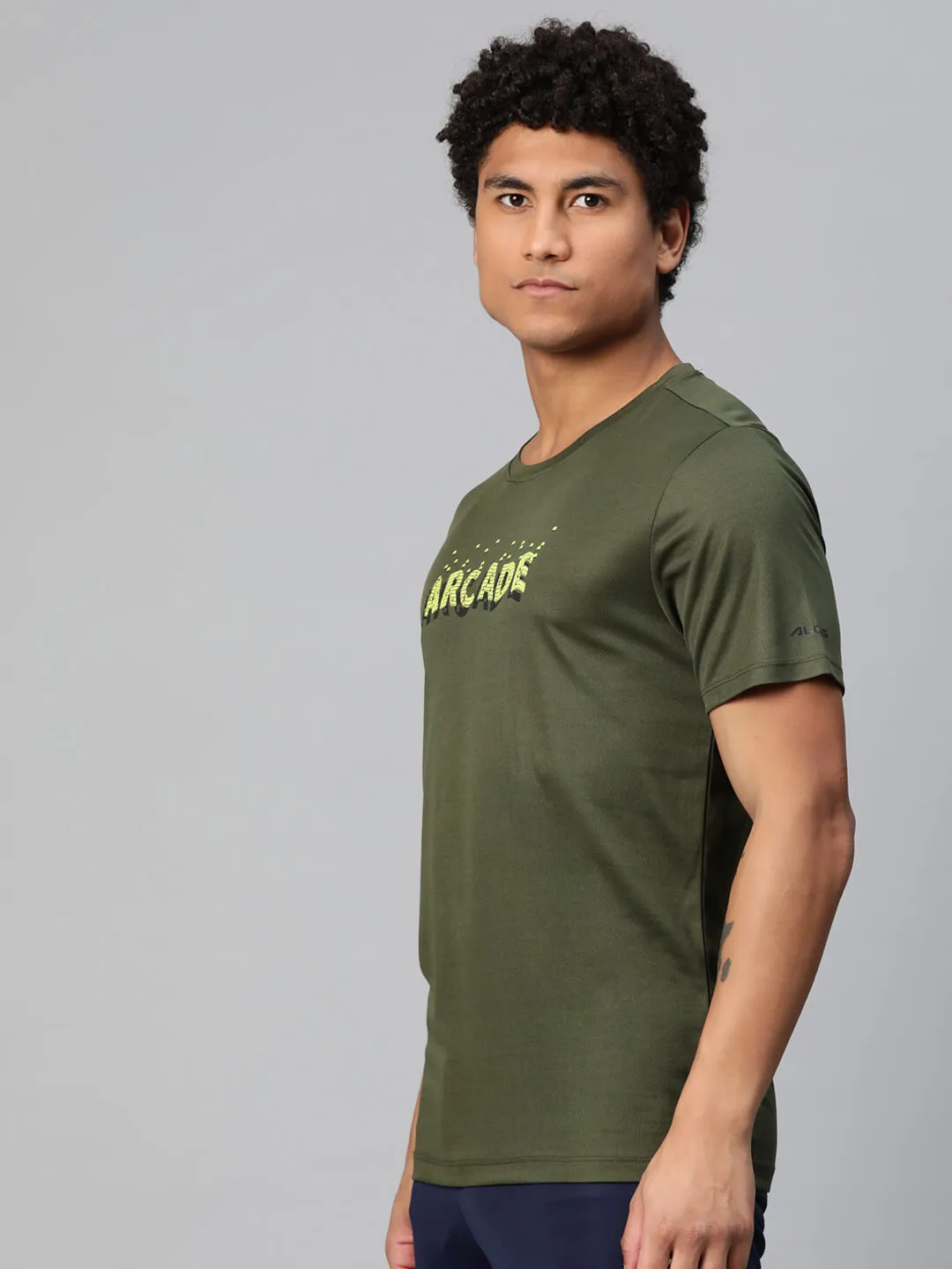 Alcis Men Typography Printed Anti Static Slim Fit T-shirt