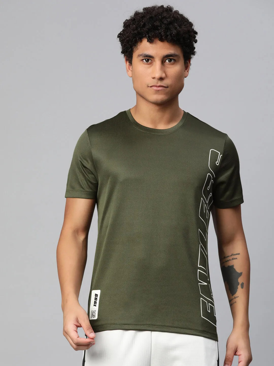 Alcis Men Typography Printed Anti Static Slim Fit T-shirt