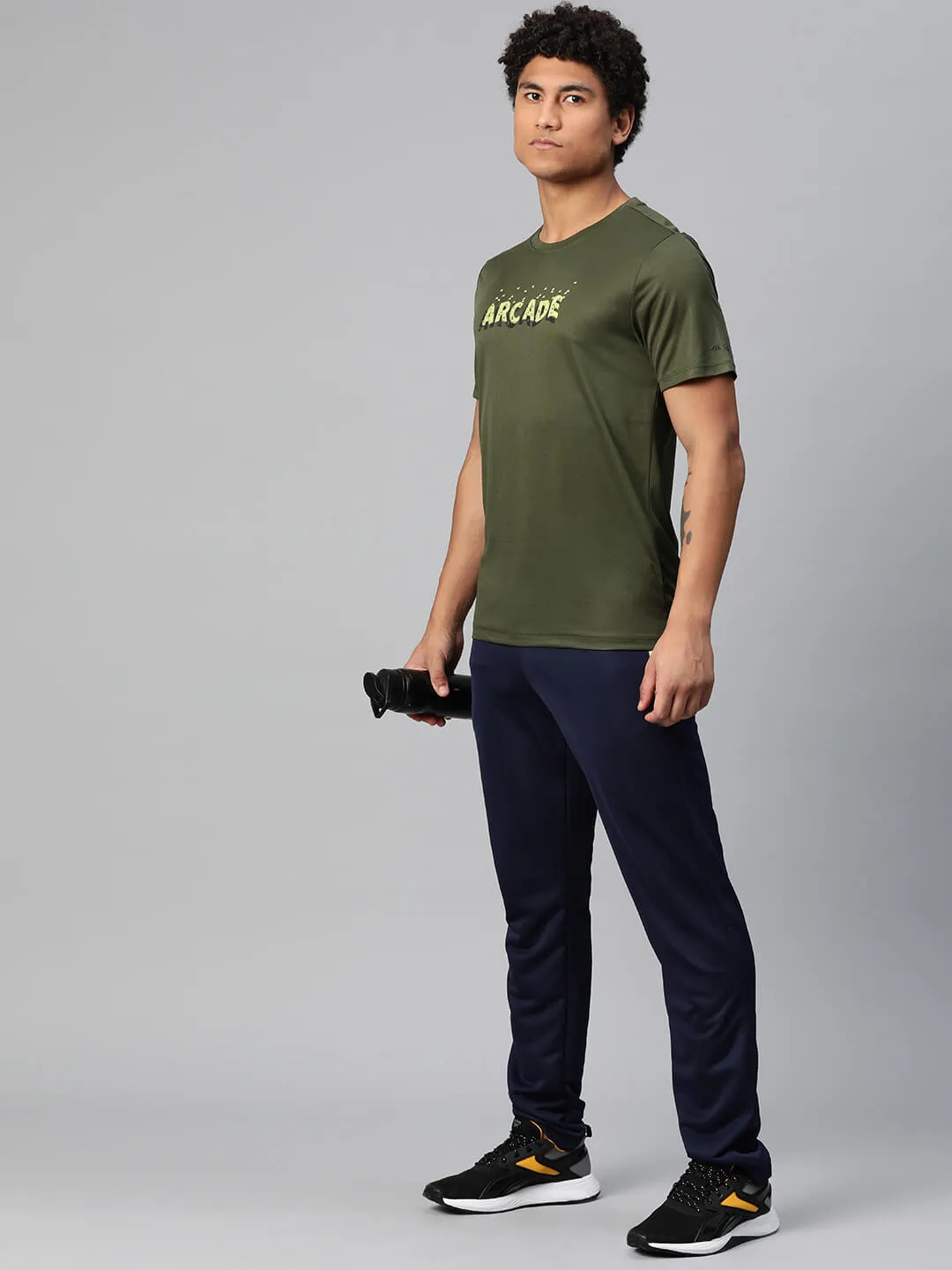 Alcis Men Typography Printed Anti Static Slim Fit T-shirt