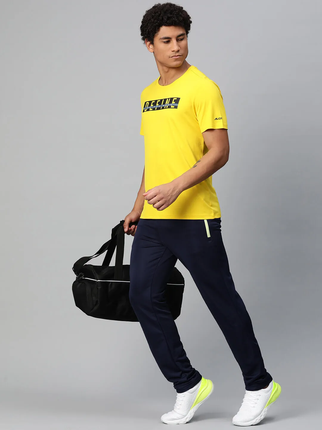 Alcis Men Typography Printed Anti Static Slim Fit T-shirt