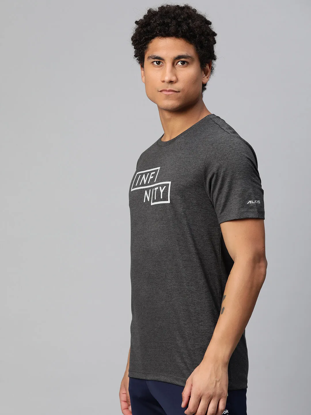 Alcis Men Typography Printed Anti Static Slim Fit T-shirt
