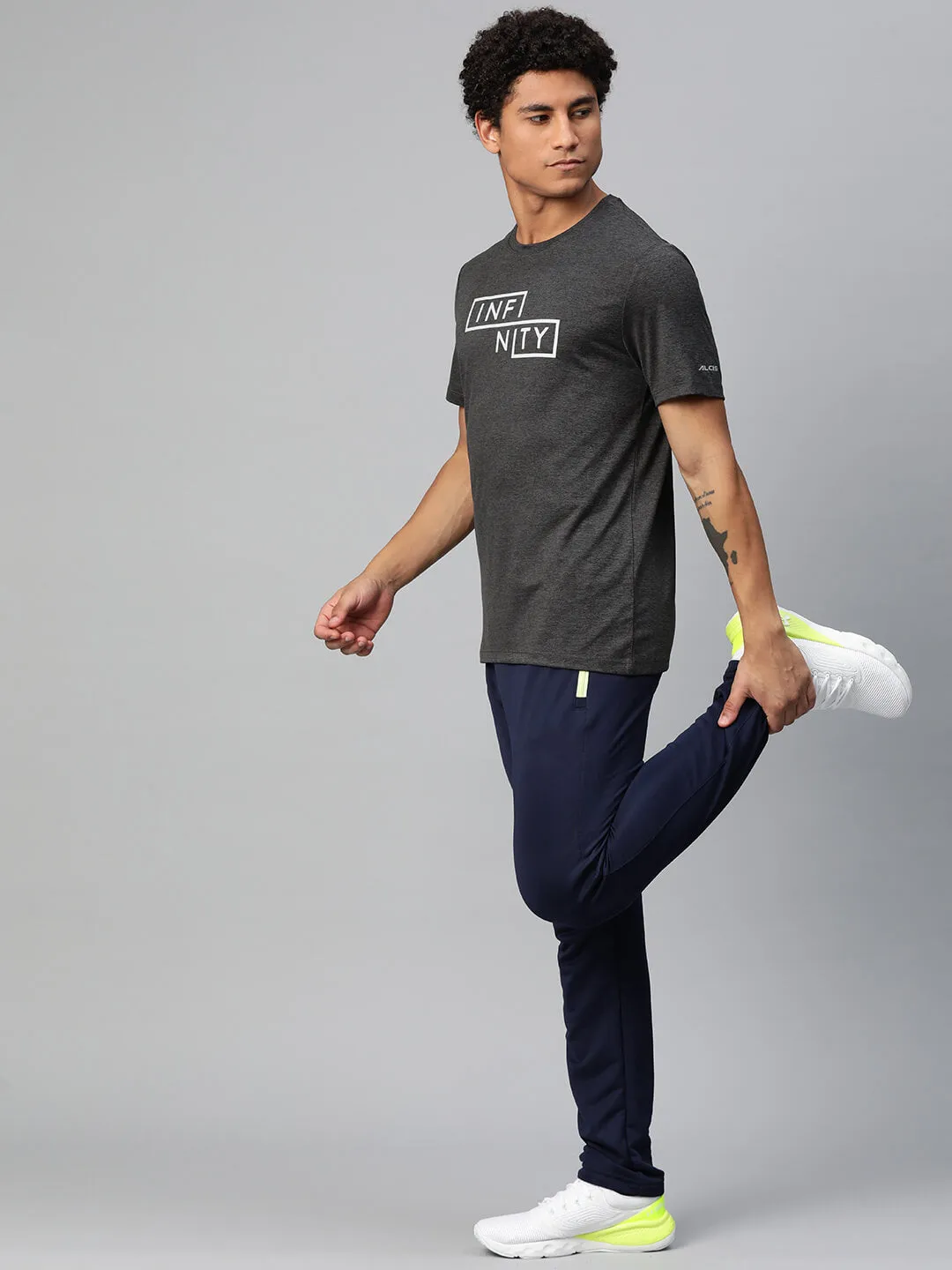 Alcis Men Typography Printed Anti Static Slim Fit T-shirt