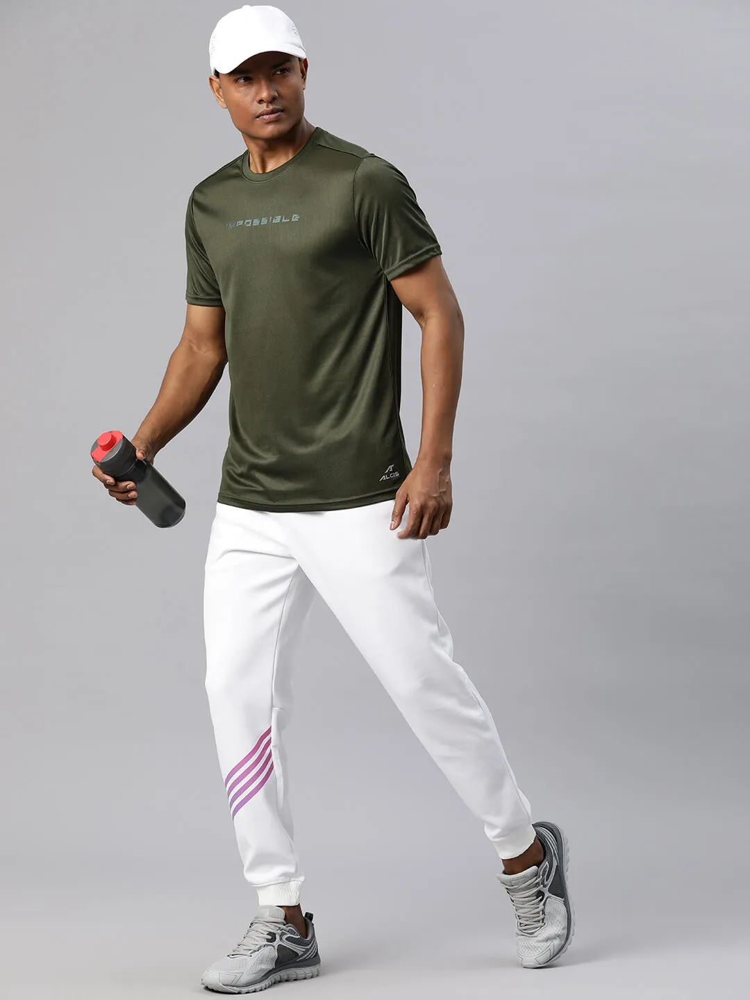 Alcis Men Typography Printed Dry Tech Slim Fit Sports T-shirt