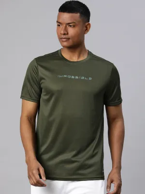 Alcis Men Typography Printed Dry Tech Slim Fit Sports T-shirt