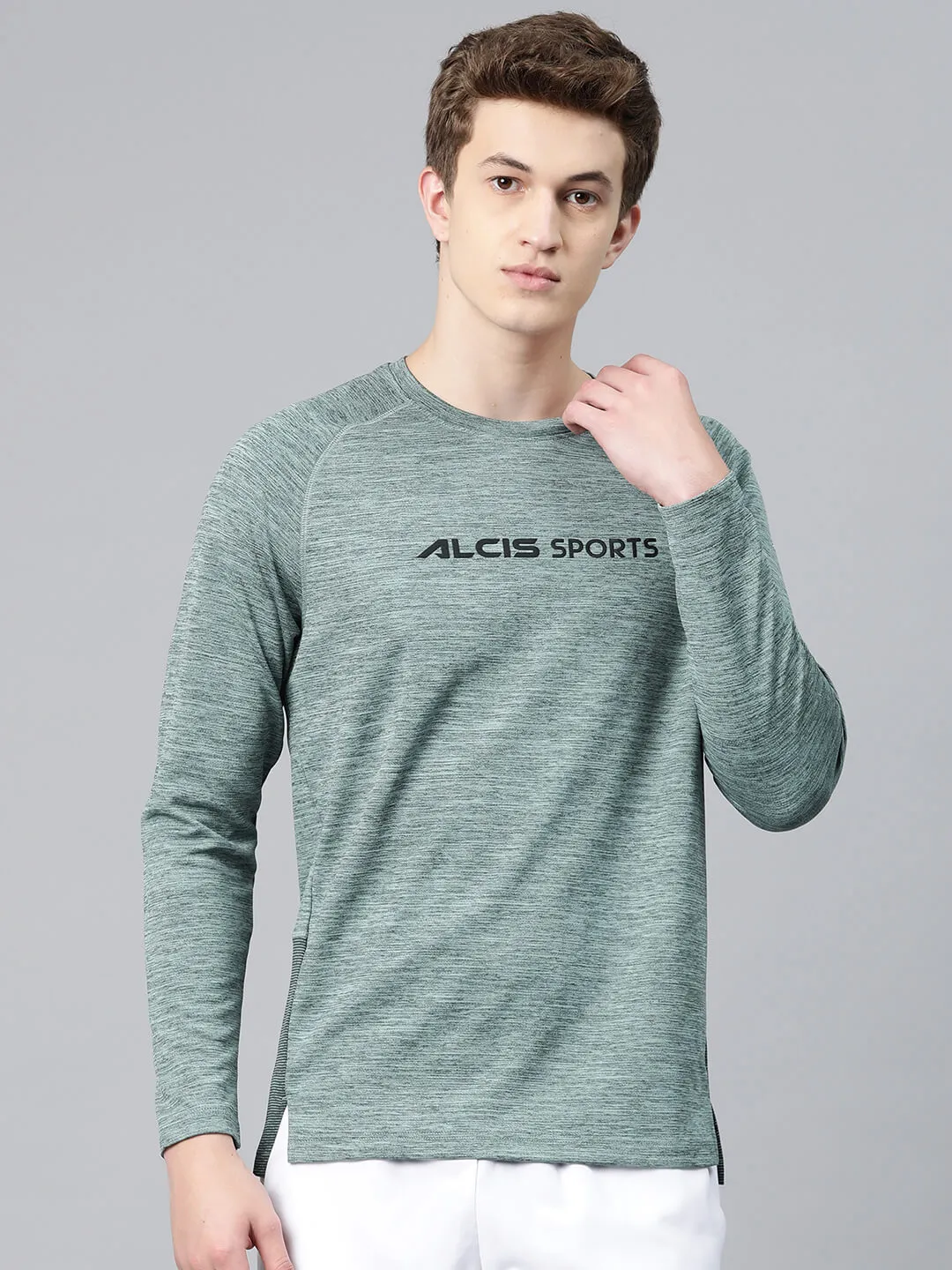 Alcis Men Typography Printed Dry Tech Slim Fit T-shirt