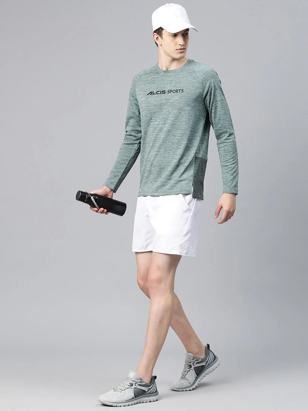 Alcis Men Typography Printed Dry Tech Slim Fit T-shirt