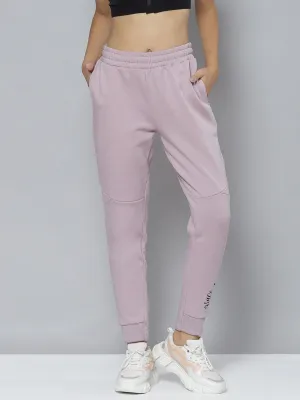Alcis Women Lavender Typography Printed Slim Fit Sports Joggers