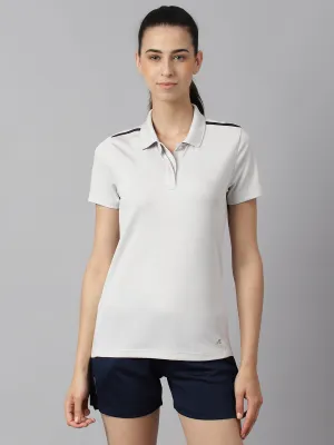 Alcis Women Light Grey Anti-Static Soft-Touch Slim-Fit Training Polo Wonder T-Shirt